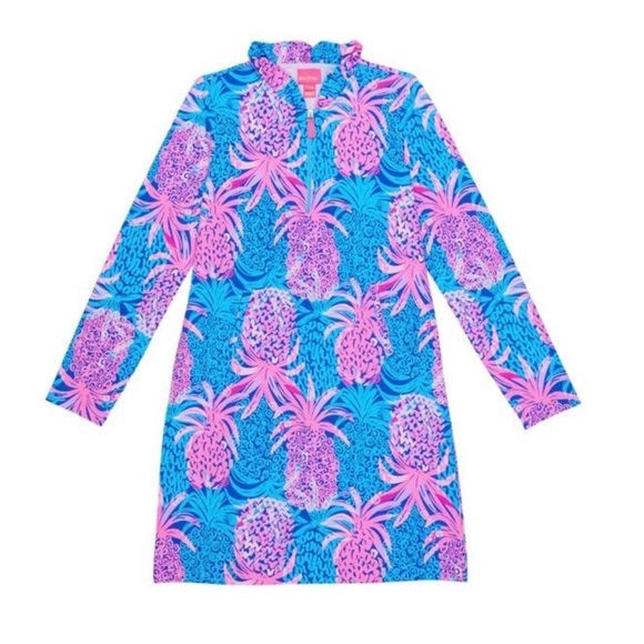 Lilly Pulitzer Little Skipper Borealis Blue Tropic Down Low Dress - Picture 7 of 8